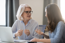 two ladies talking