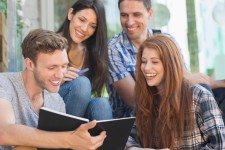 Young people reading together