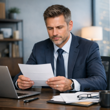 man reading a letter