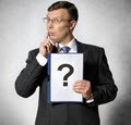 businessman with question