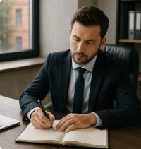 businessman writing ai
